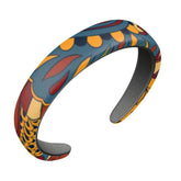 Ebisa Leather Headband - Paisley Psychedelic Floral Scales Blue Orange Green Yellow Retro Designer Coordinate Smooth & Textured Bubble